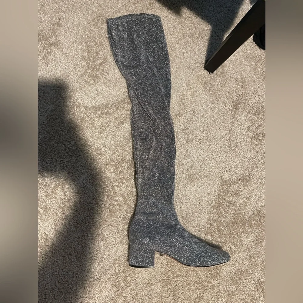 Kate Spade (Authentic) London Thigh High shimmery silver Boots US 11 M